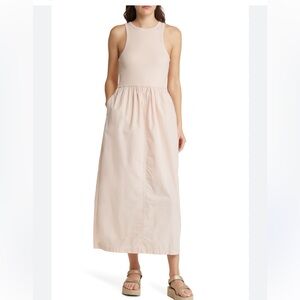 Treasure and Bond Sleeveless Pink Maxi Dress with Pockets- Size Small